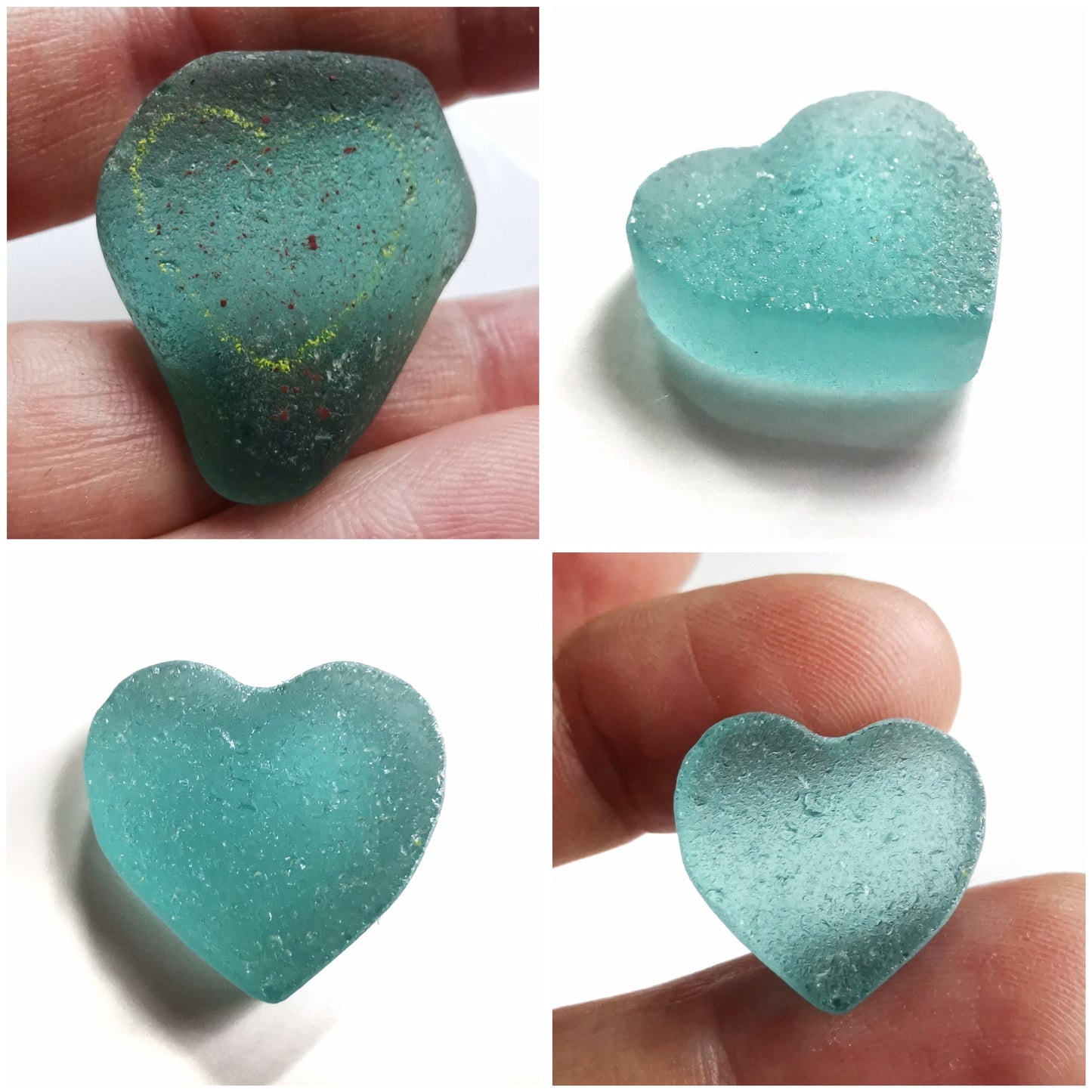 Scottish teal sea glass heart & sterling silver pendant.