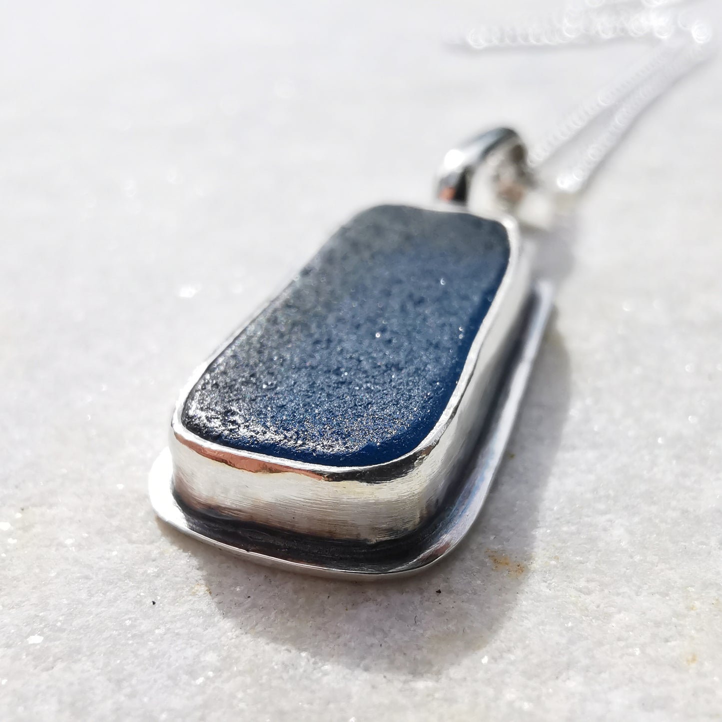 Scottish teal blue 'vitamin sea' sea glass & sterling silver.