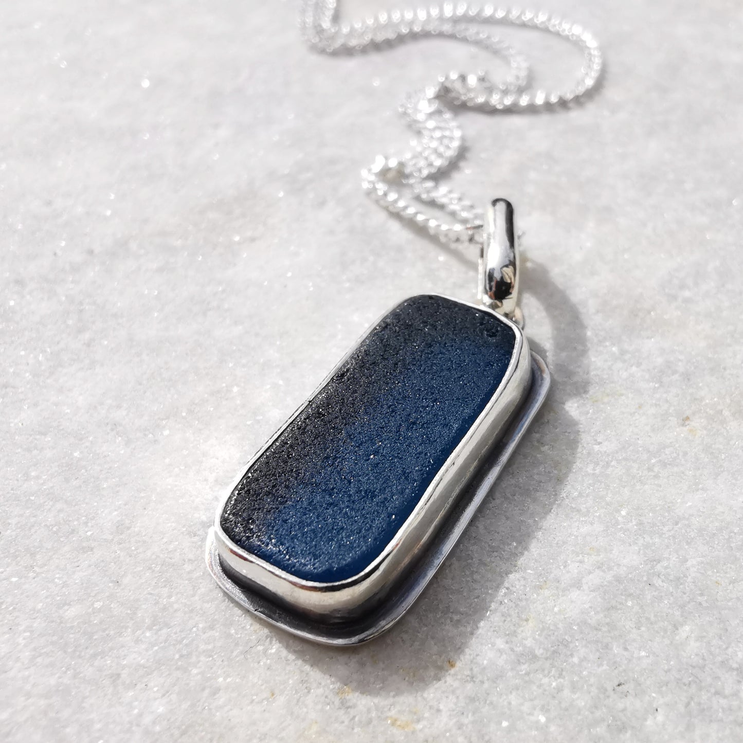 Scottish teal blue 'vitamin sea' sea glass & sterling silver.