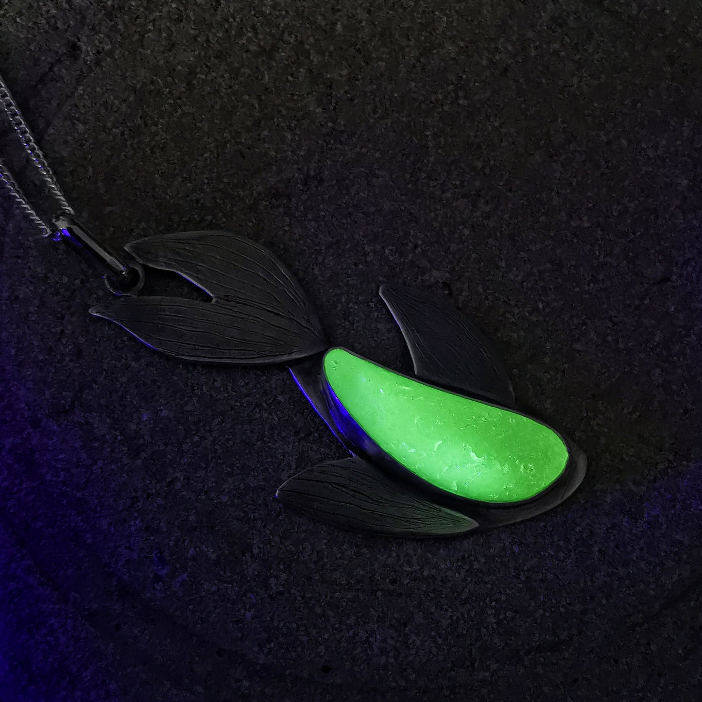 Reserved for Gatia. Scottish fish UV bright yellow sea glass & sterling silver pendant.