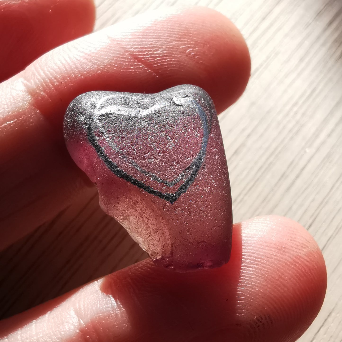 Scottish purple sea glass heart & sterling silver pendant.
