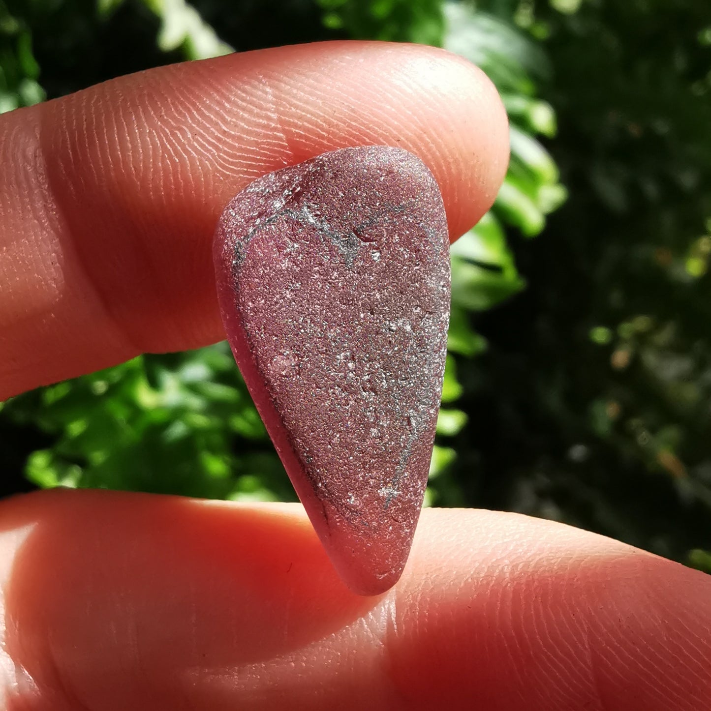 Scottish purple sea glass heart & sterling silver pendant.