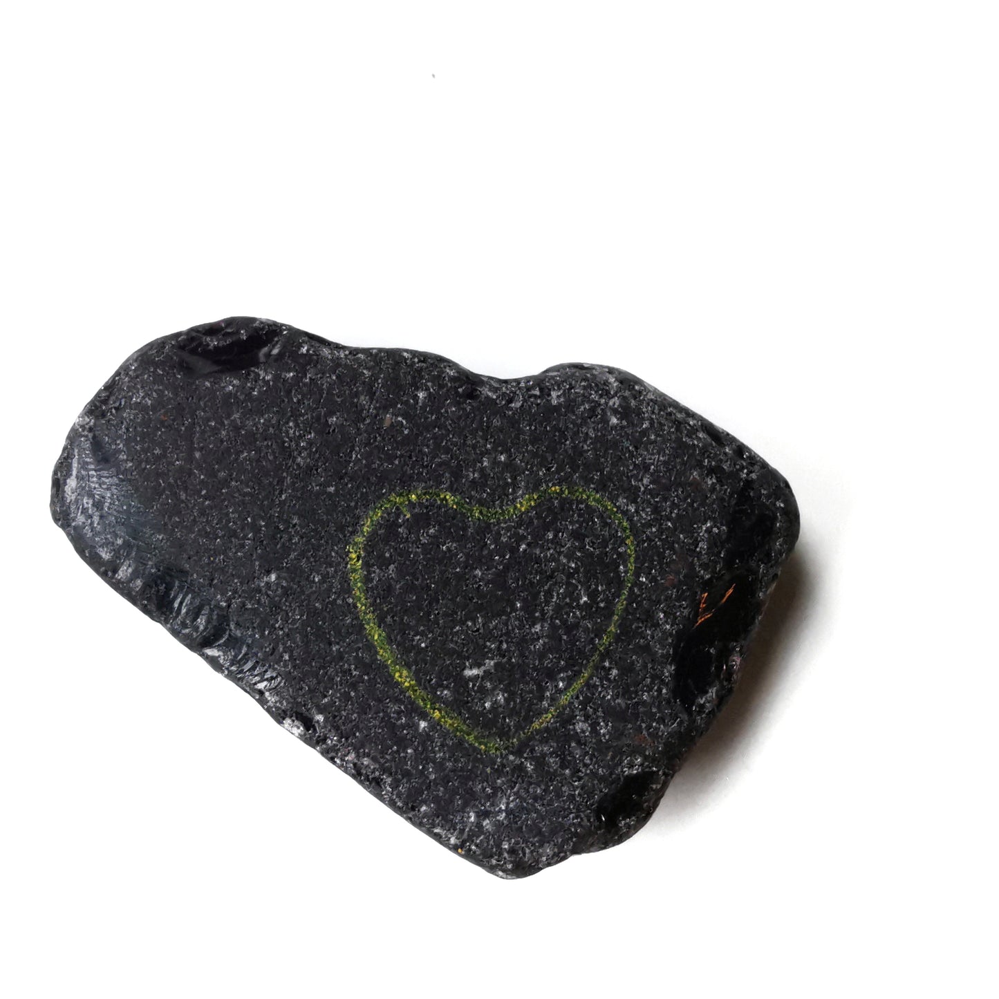 Scottish black sea glass heart & sterling silver pendant.