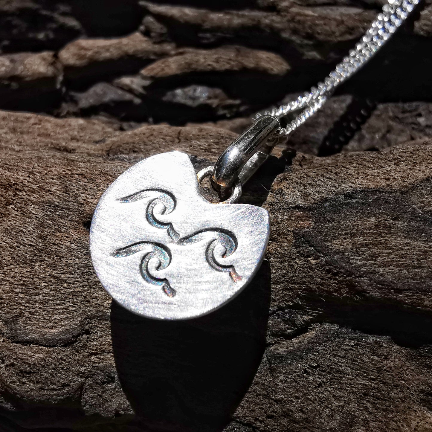 Scottish purple sea glass cat & sterling silver pendant