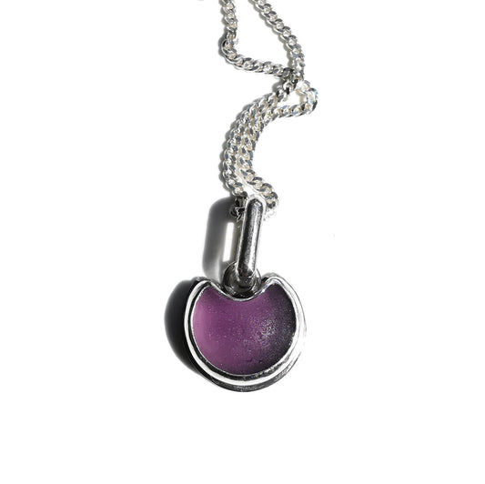 Scottish purple sea glass cat & sterling silver pendant