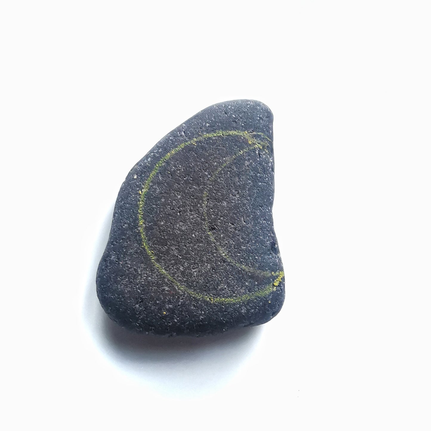 Scottish black crescent moon sea glass & sterling silver pendant.