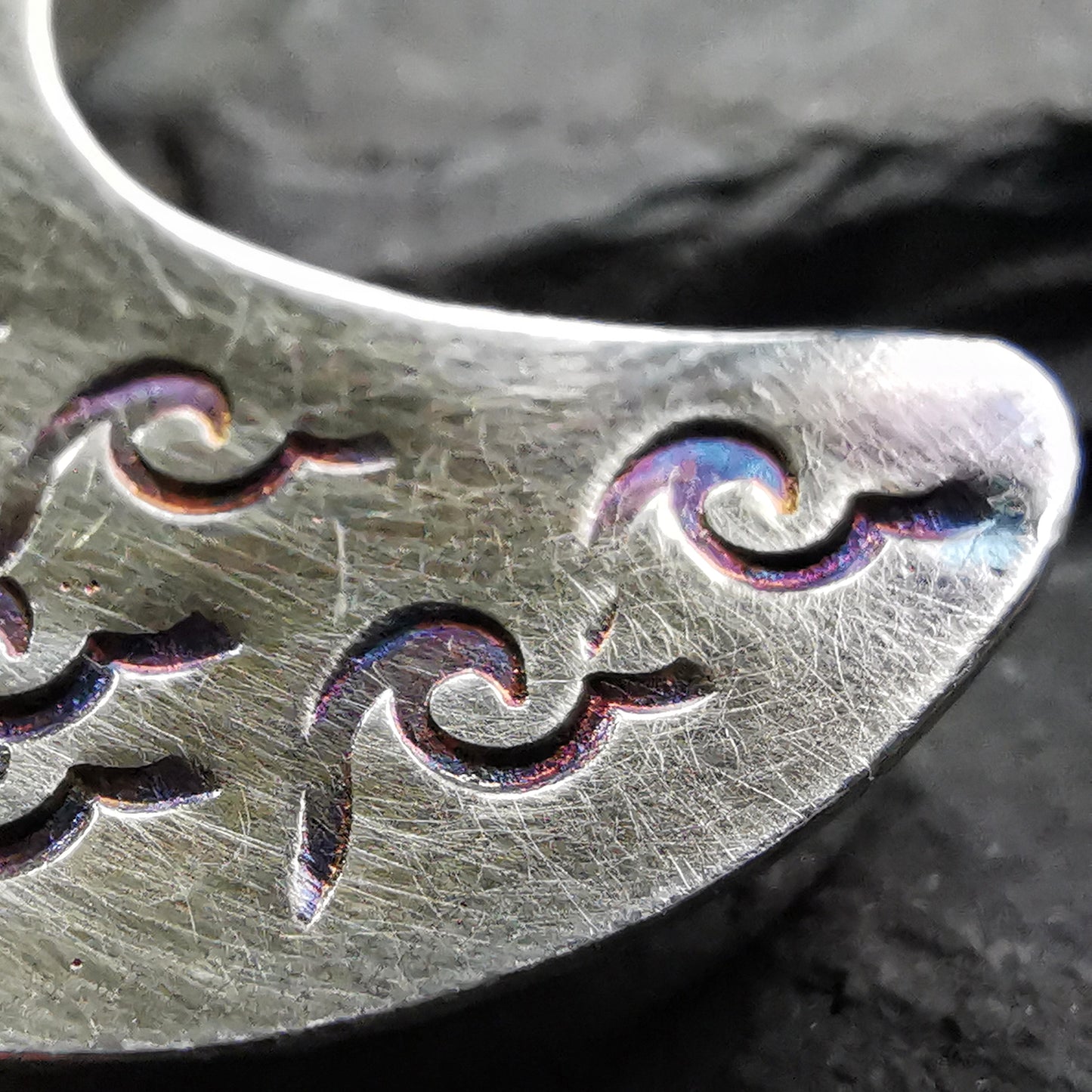 Scottish black crescent moon sea glass & sterling silver pendant.