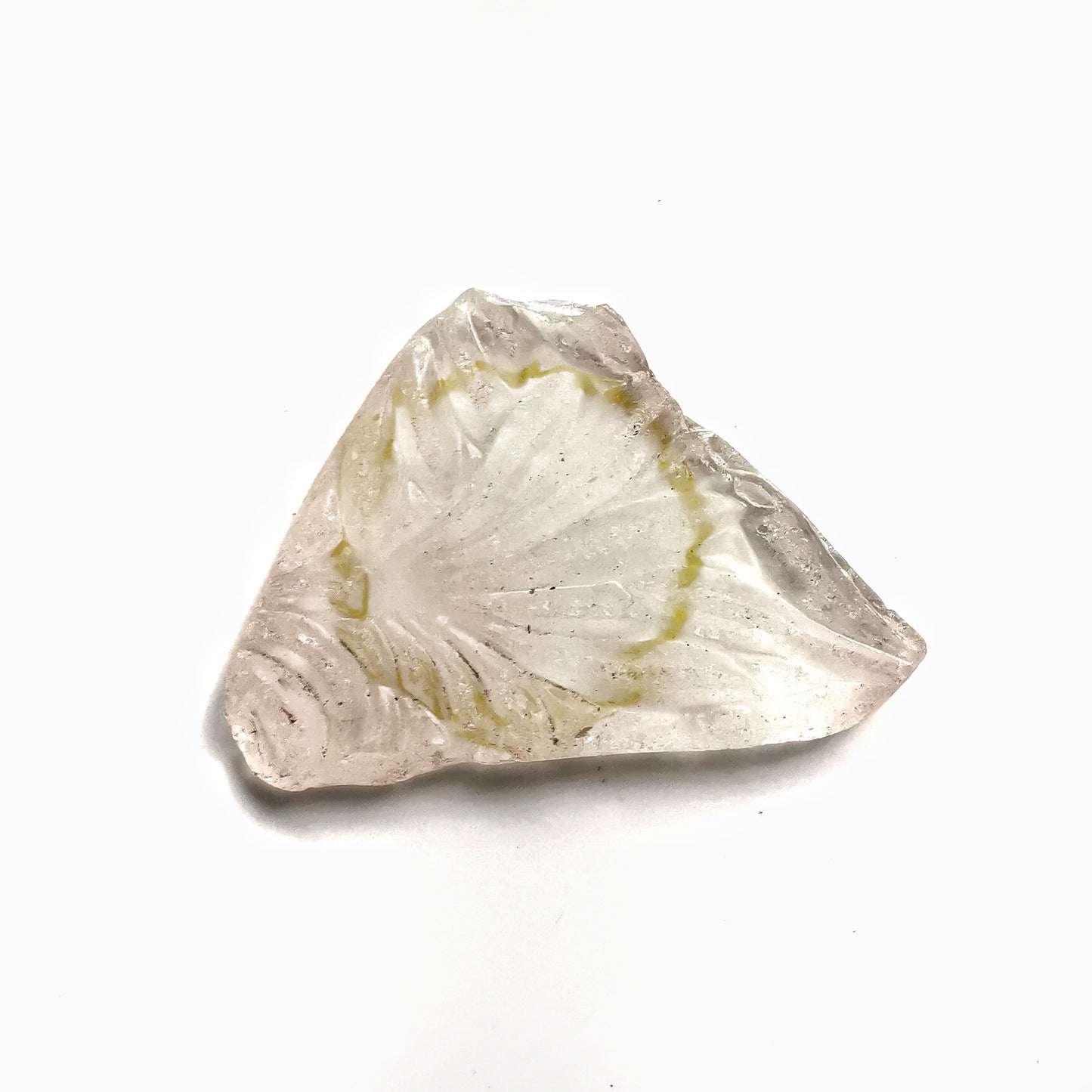 Clear sea glass & sterling silver pendant.