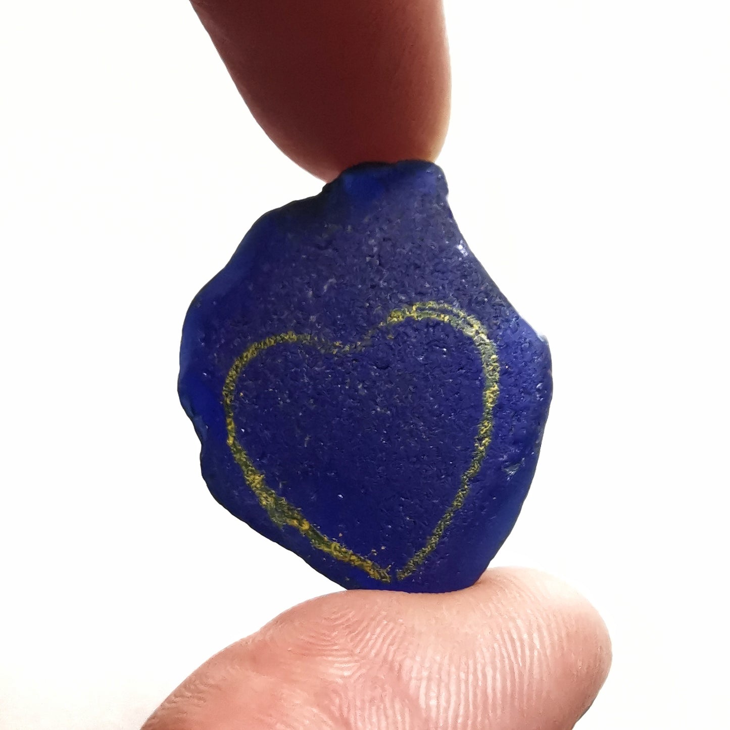 Scottish cobalt blue sea glass heart & sterling silver pendant.