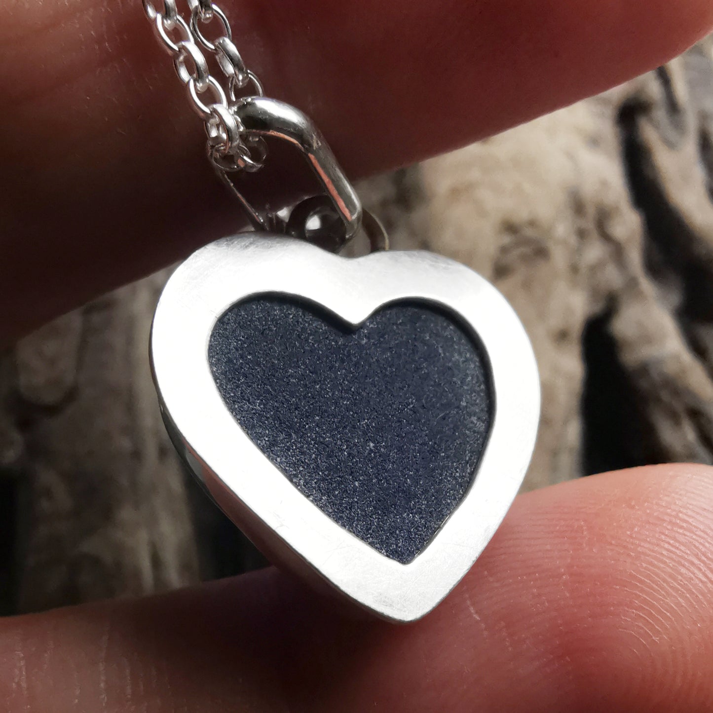 Scottish cobalt blue sea glass heart & sterling silver pendant.