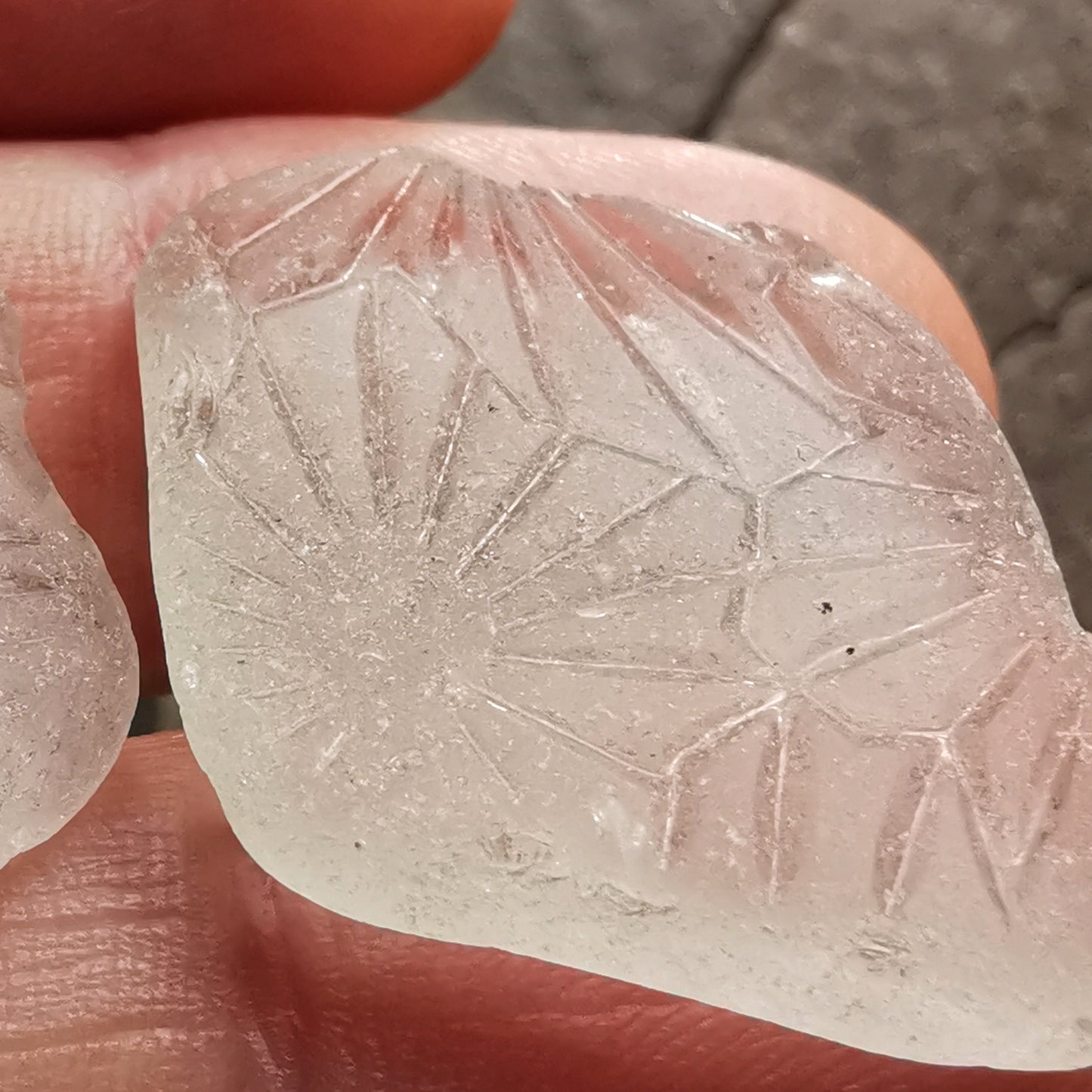 Clear sea glass heart & sterling silver pendant.