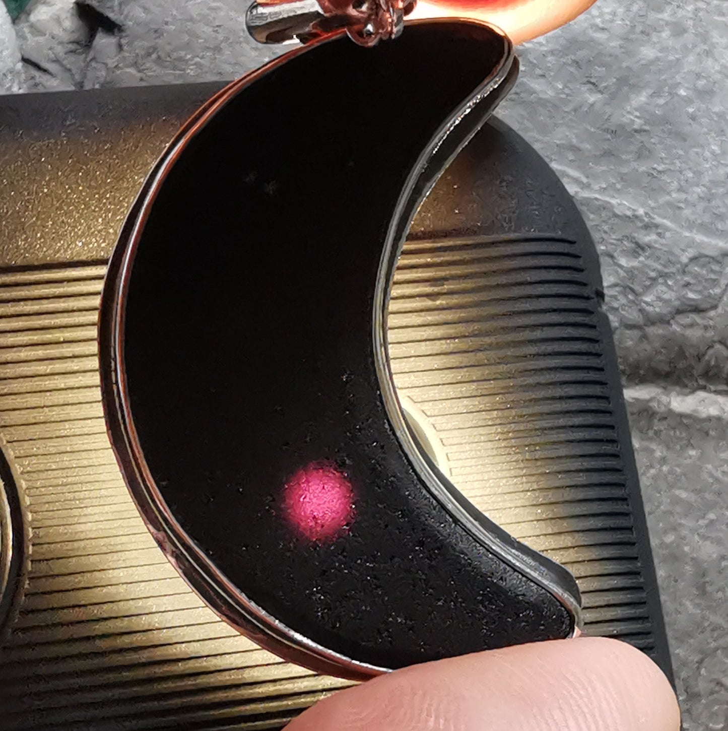 Reserved for Gatia. Scottish black crescent moon sea glass & sterling silver pendant.