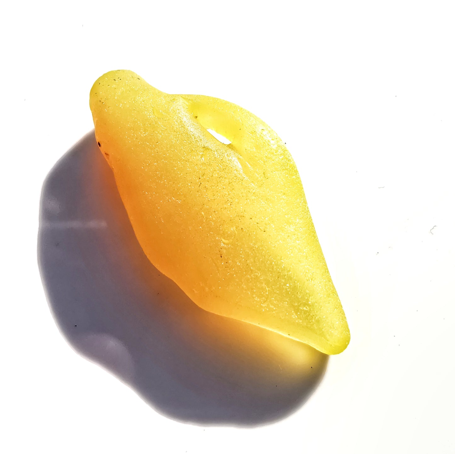 Scottish yellow sea glass heart & sterling silver pendant.