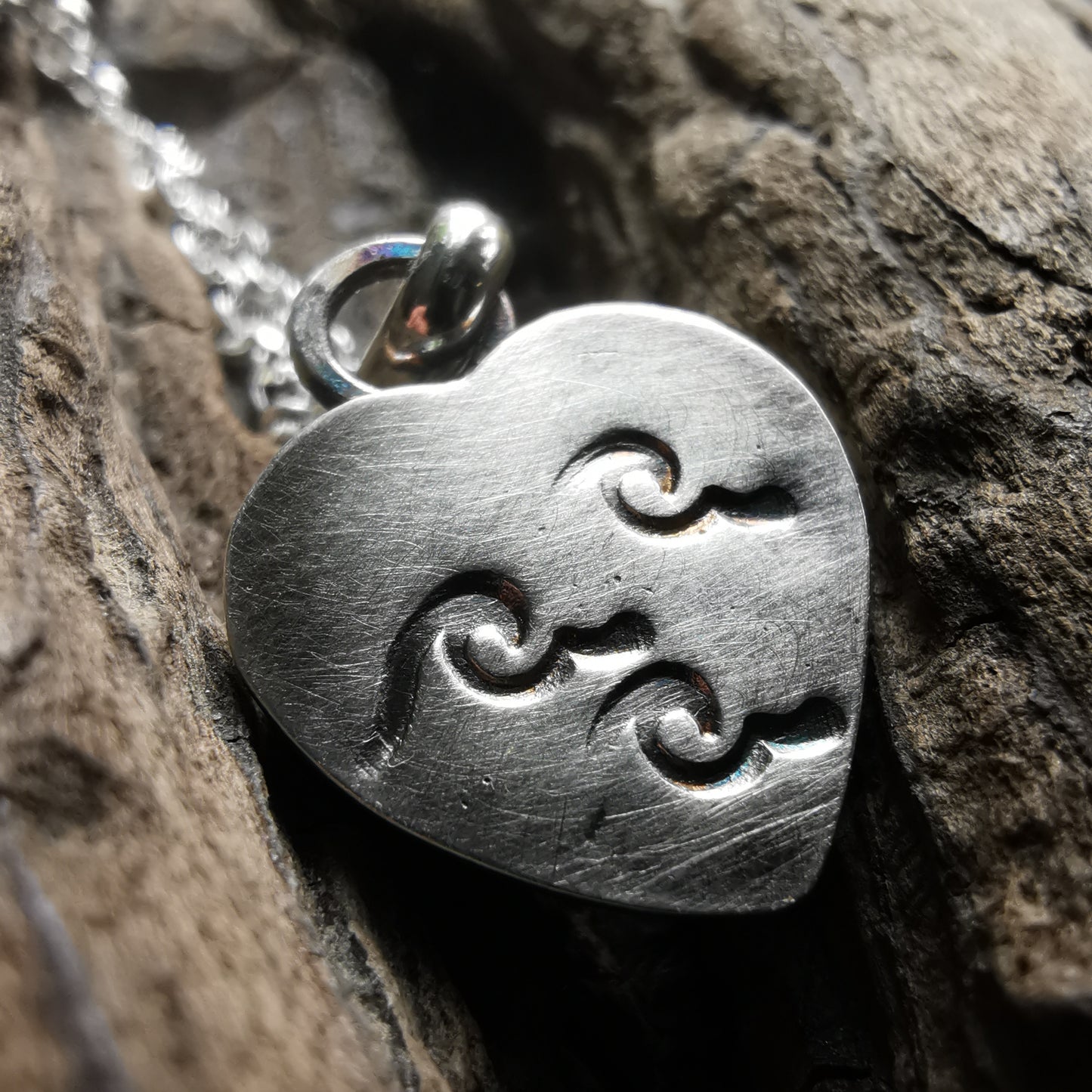 Scottish pink sea glass heart & sterling silver pendant.
