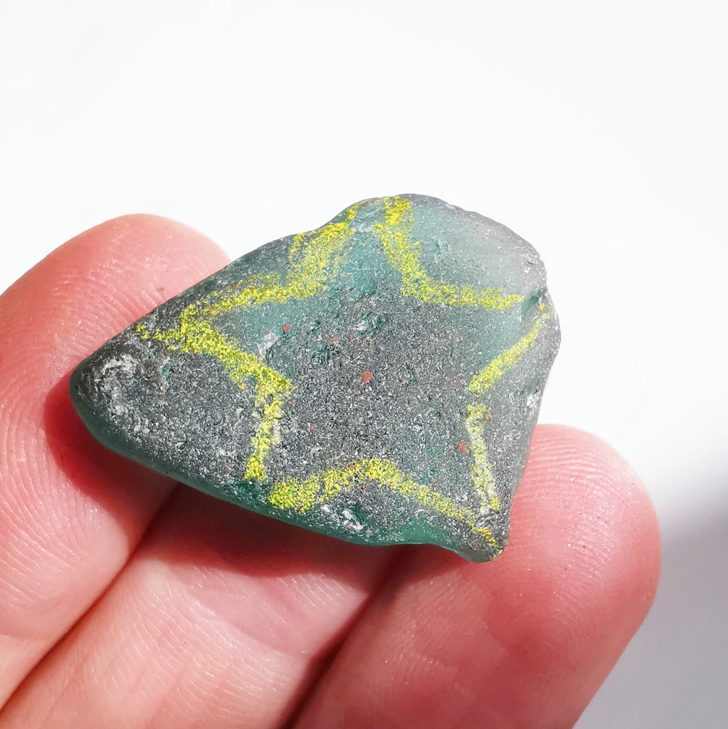 Scottish teal sea glass star & sterling silver pendant.