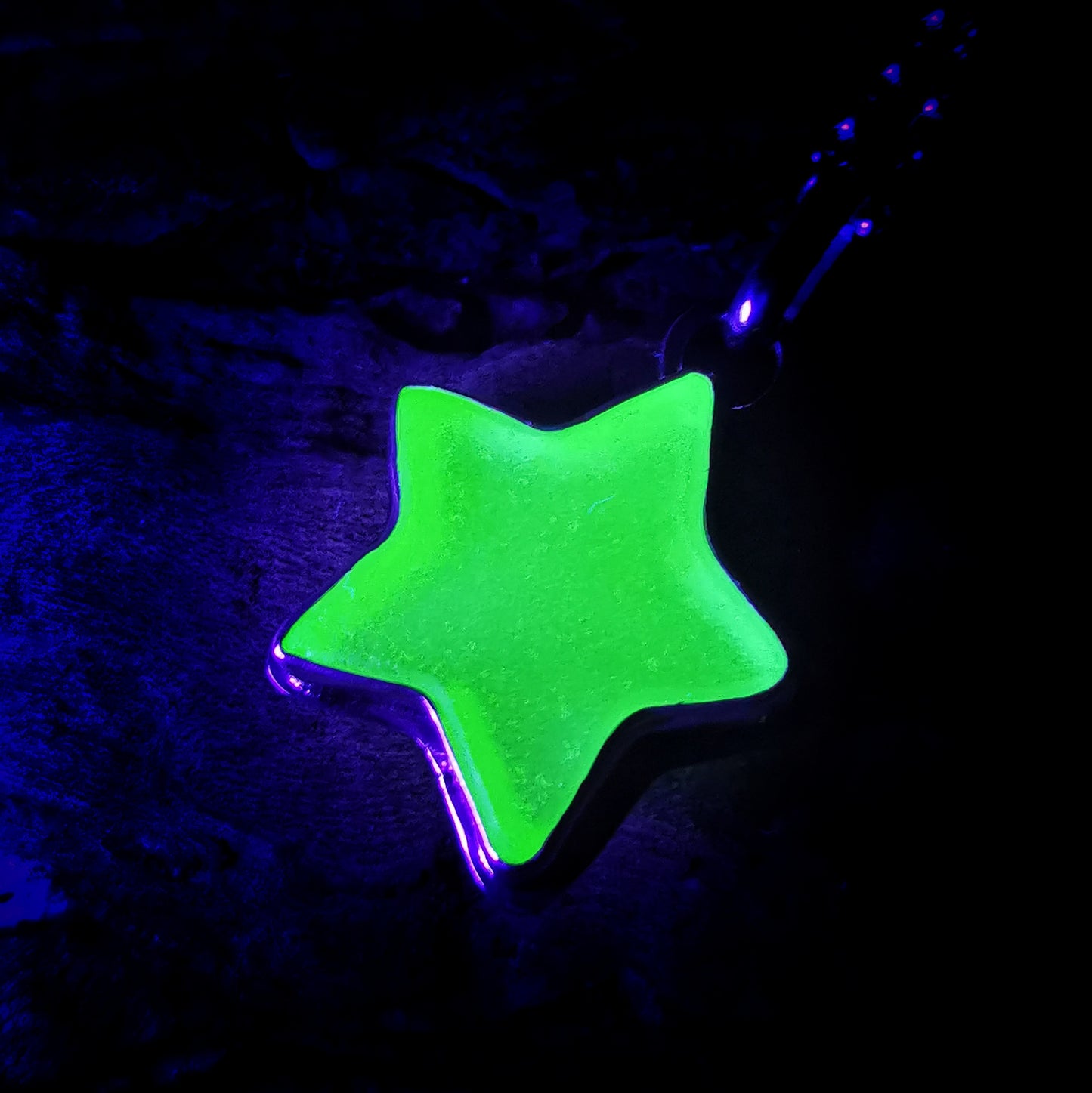 Scottish UV sea glass star & sterling silver pendant.