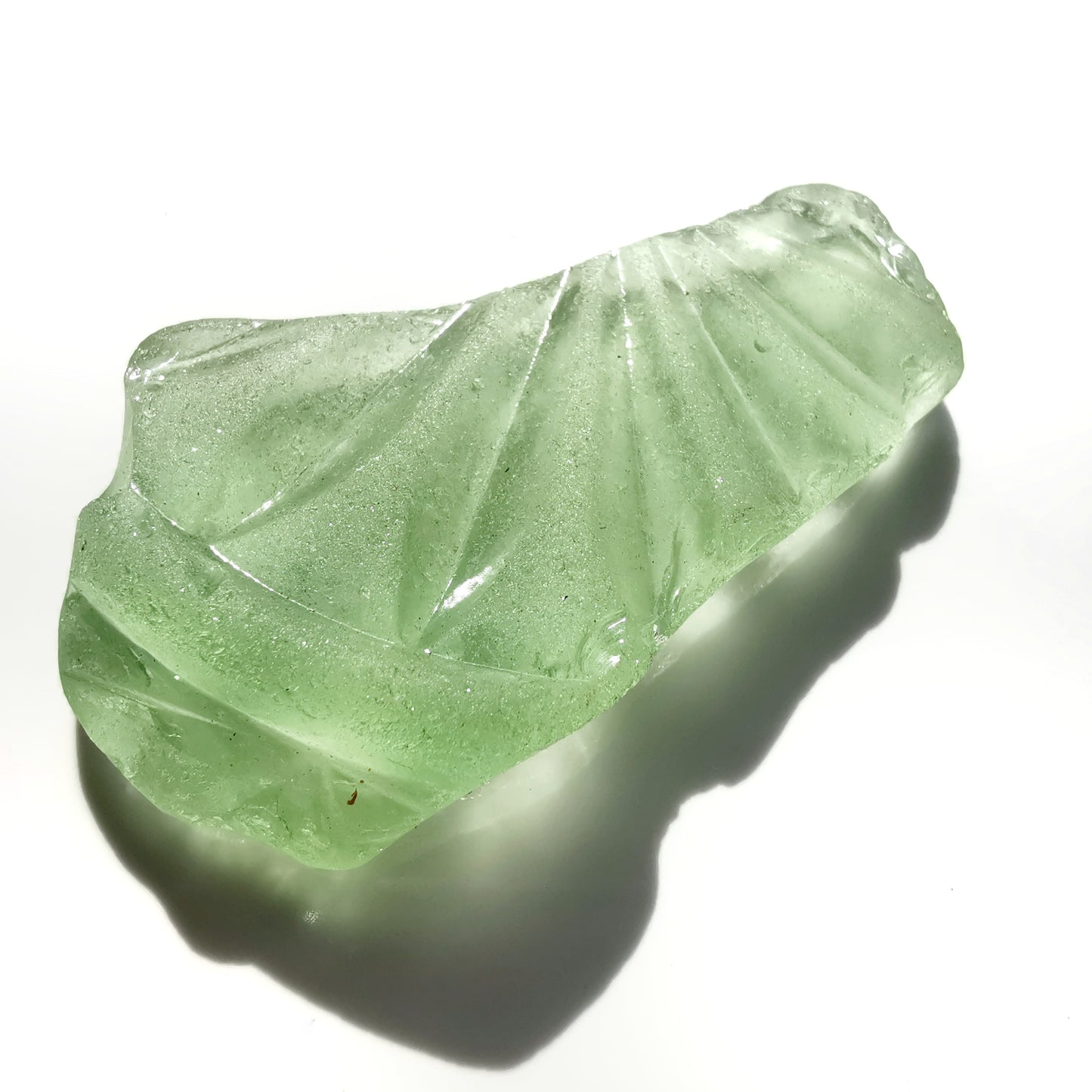 Scottish green sea glass shell & sterling silver pendant.