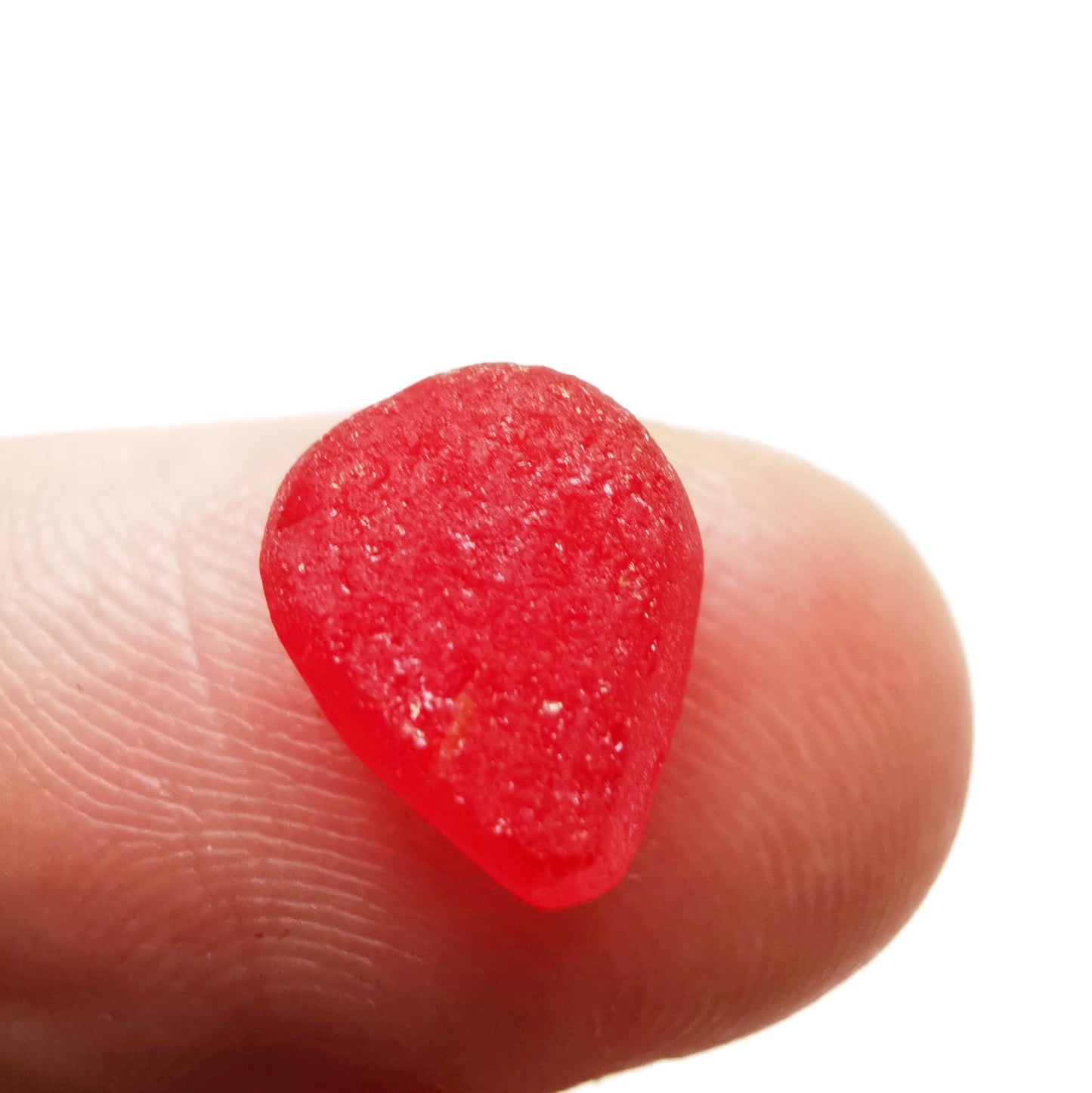 Tiny Scottish UV red sea glass heart & sterling silver pendant.