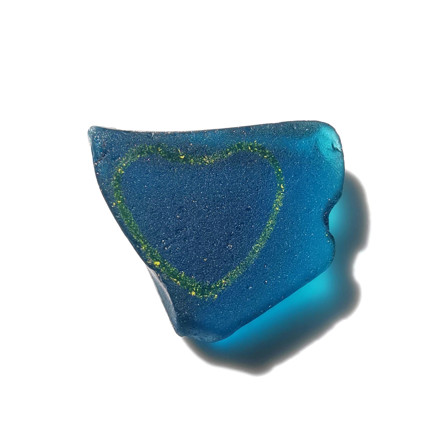 Tiny Scottish teal blue sea glass heart & sterling silver pendant.