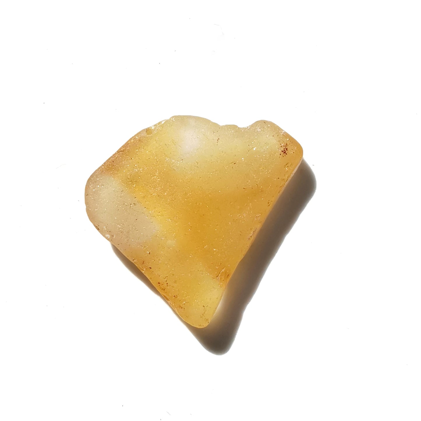 Scottish yellow sea glass heart pendant, sterling silver necklace.