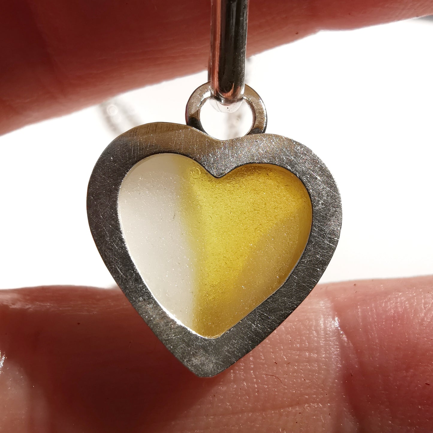 Scottish multi coloured sea glass heart & sterling silver pendant.