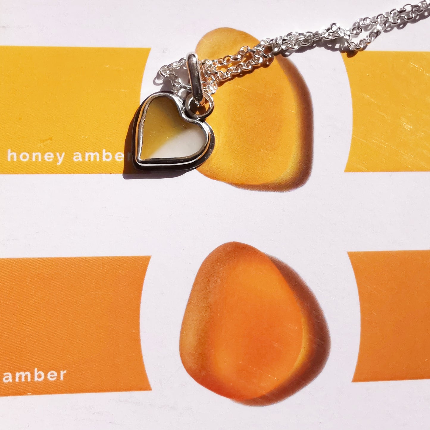 Scottish multi coloured sea glass heart & sterling silver pendant.