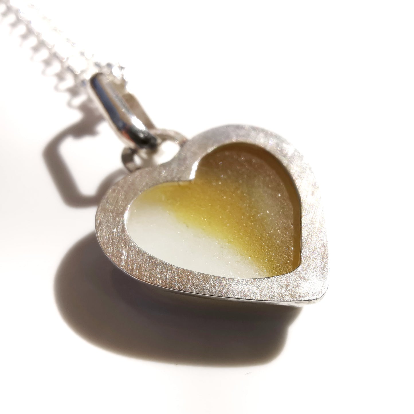Scottish multi coloured sea glass heart & sterling silver pendant.