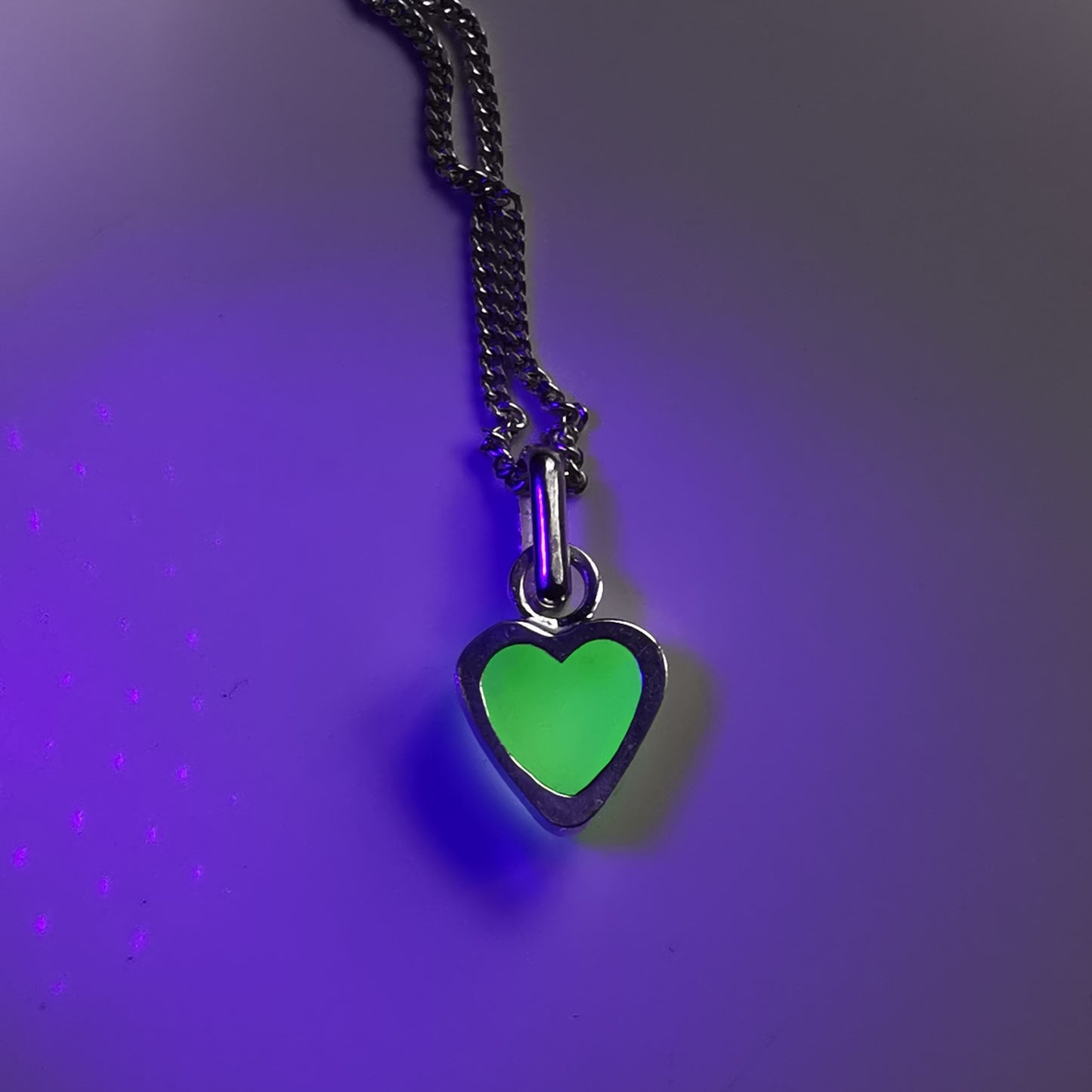 Scottish UV sea glass heart & sterling silver pendant.