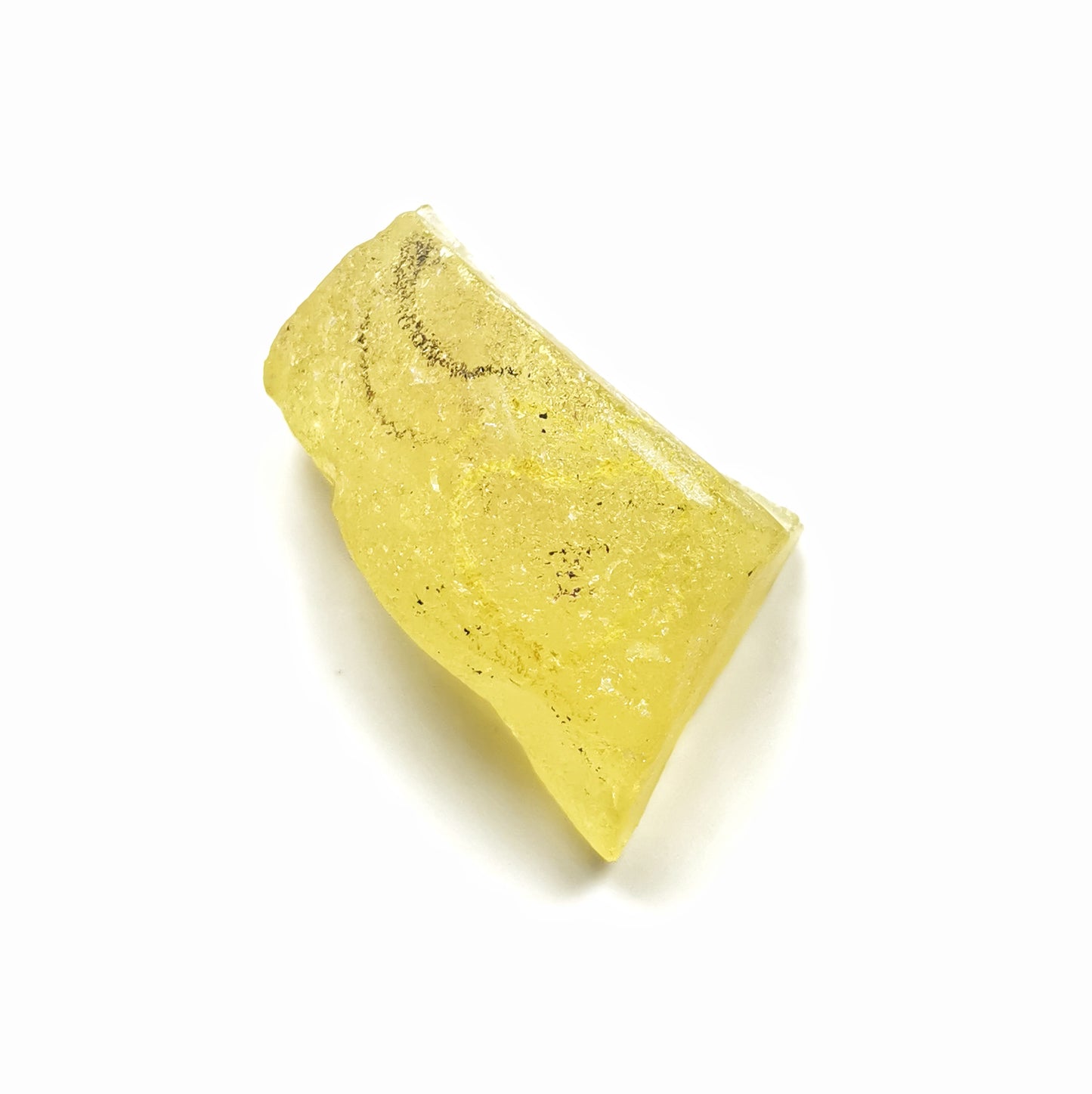 Scottish yellow UV sea glass & sterling silver heart pendant.