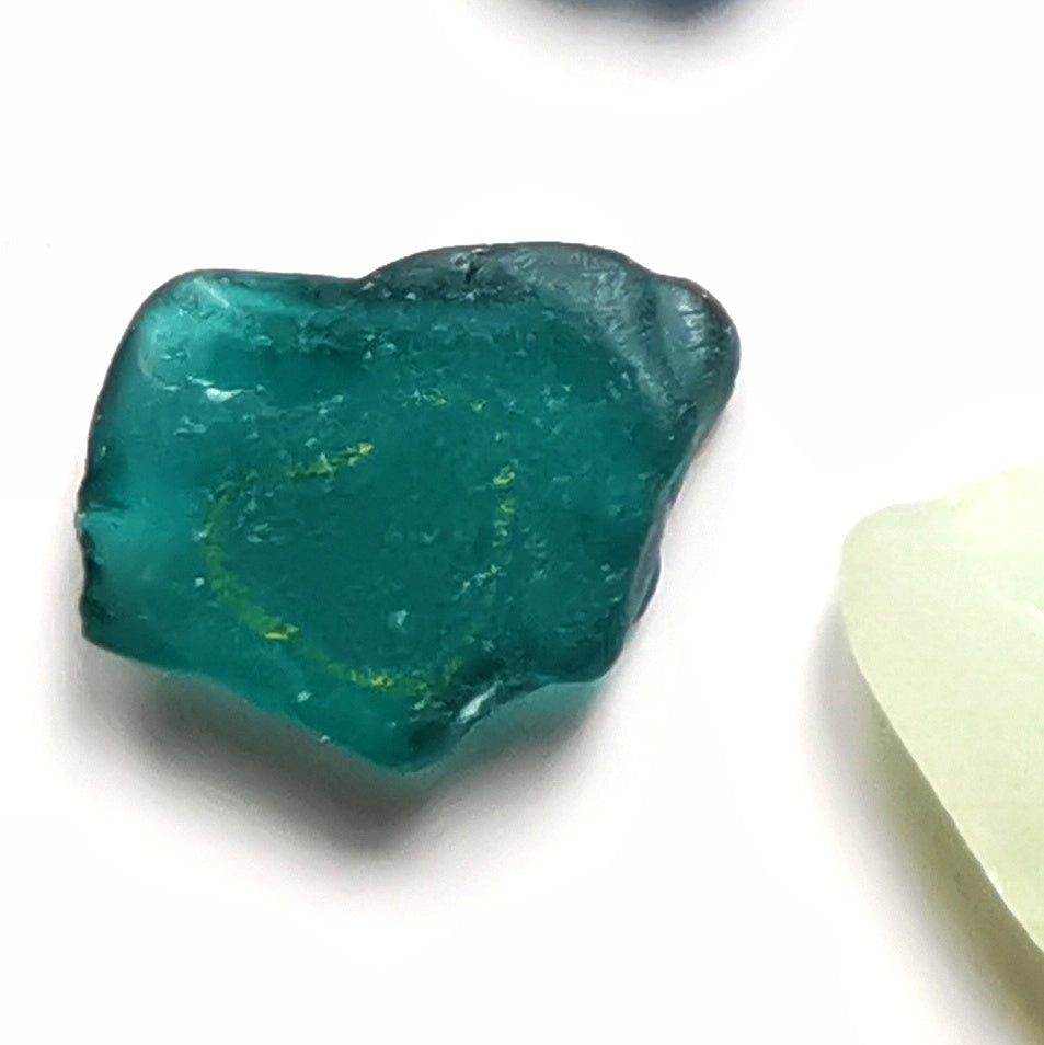Scottish teal sea glass & sterling silver heart pendants.