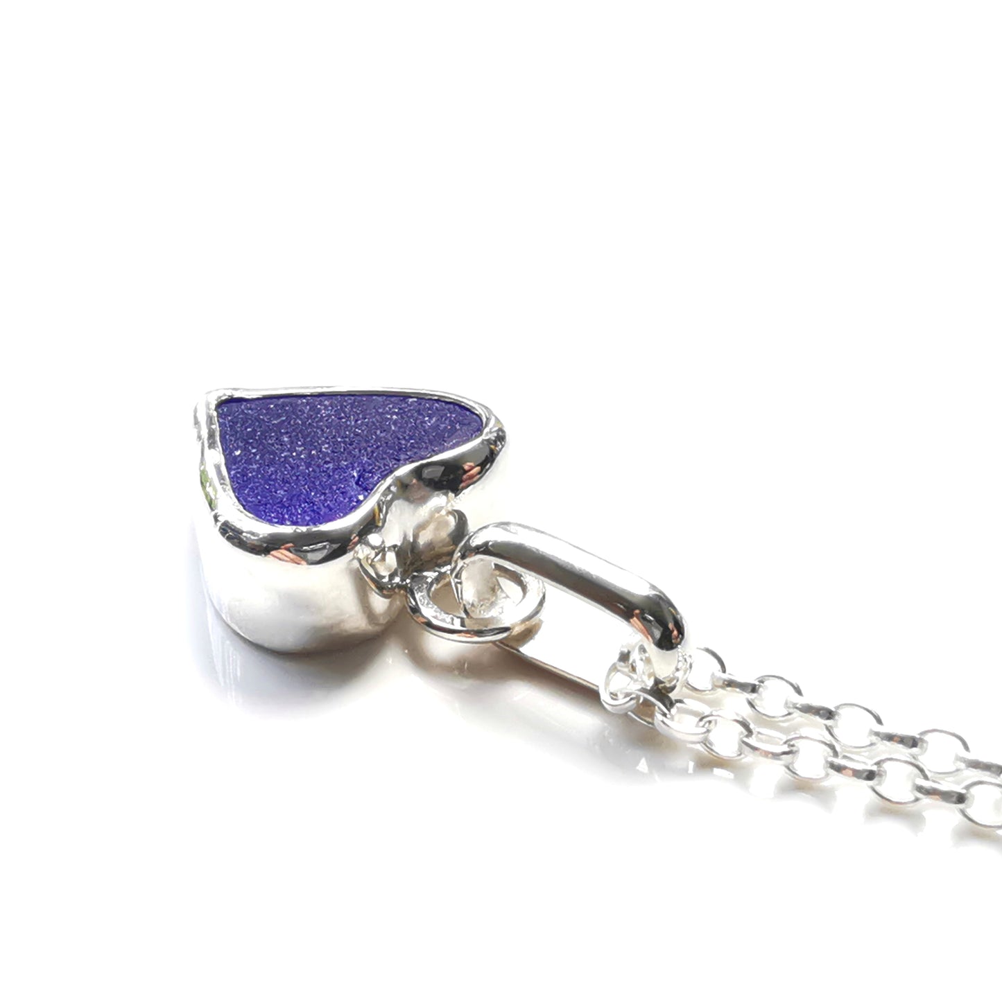 Scottish cobalt blue sea glass heart & sterling silver pendant.