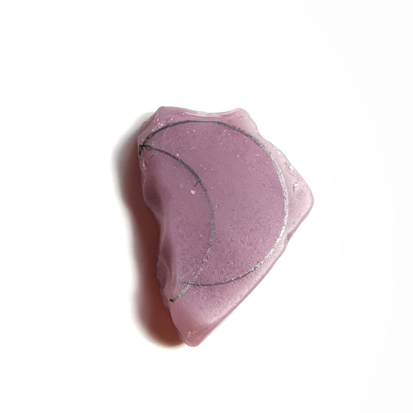 Purple crescent moon sea glass & sterling silver pendant.
