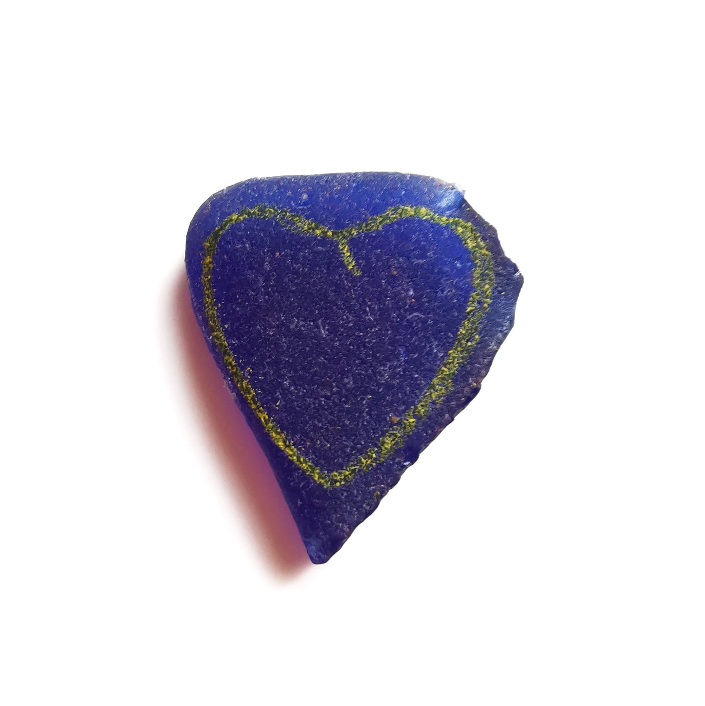 Scottish cobalt blue sea glass heart & sterling silver pendant.