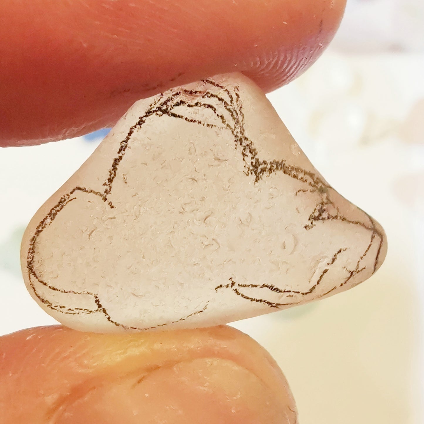 Genuine pink sea glass cloud & sterling silver pendant.