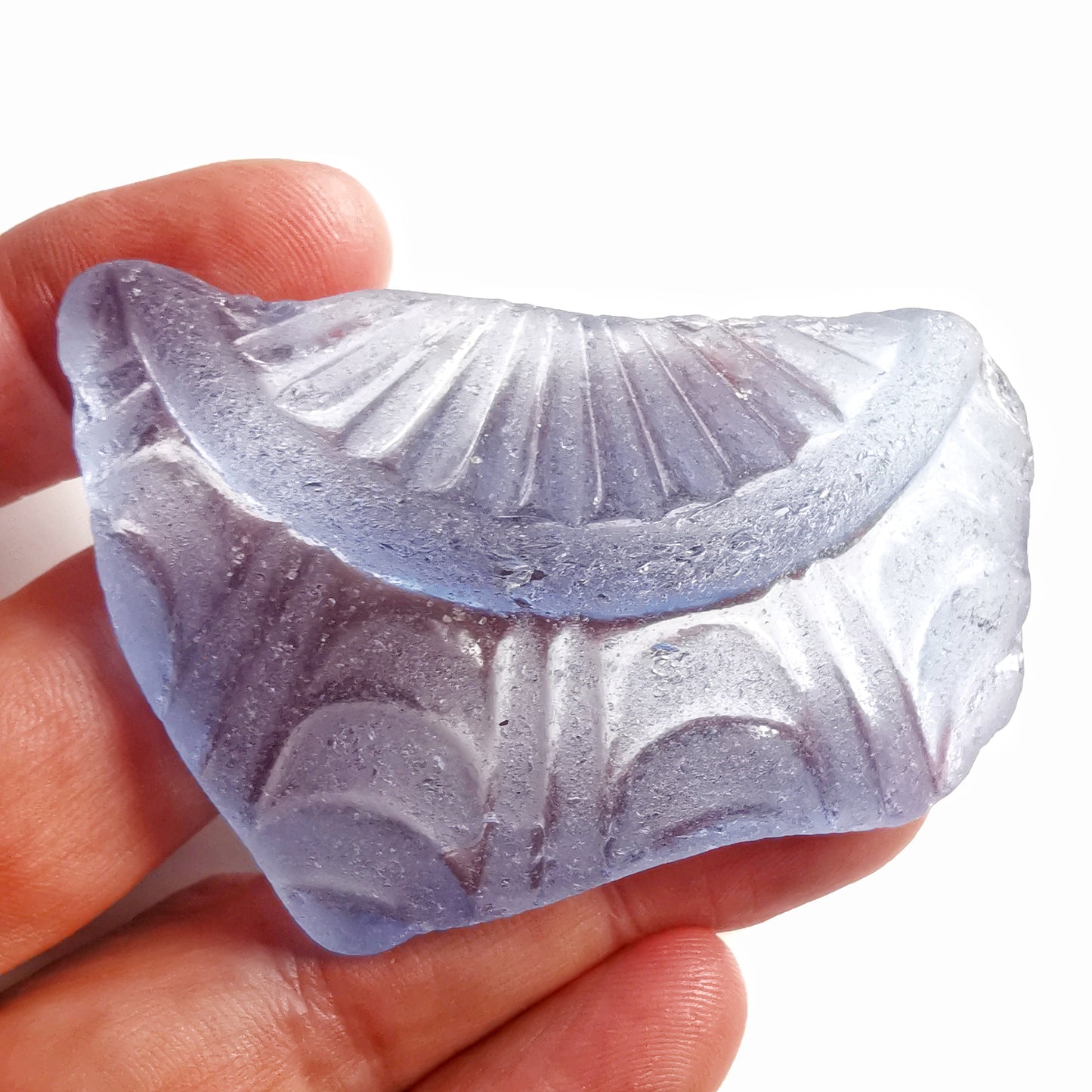 Light blue sea glass shell & sterling silver pendant.