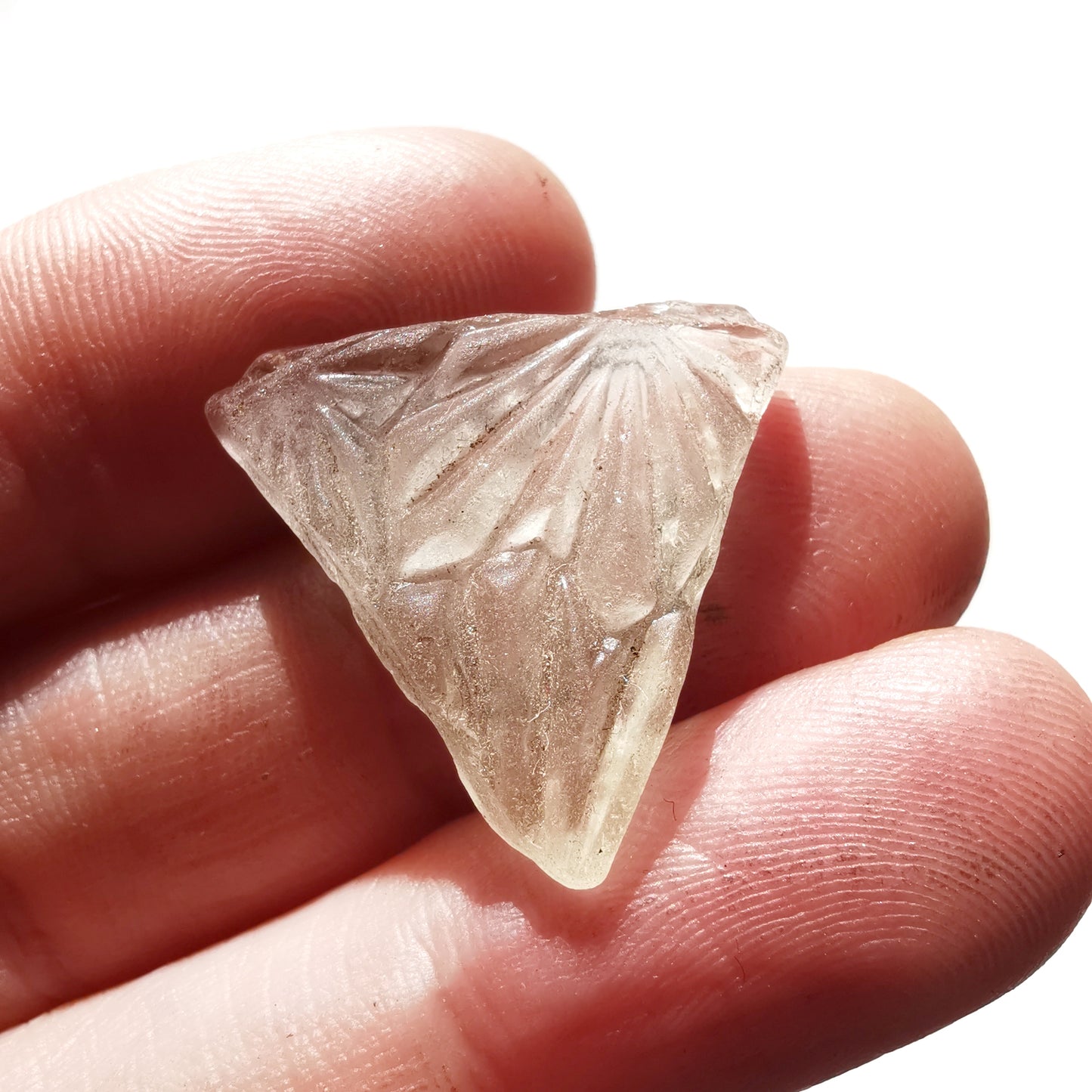 Clear sea glass heart & sterling silver pendant.