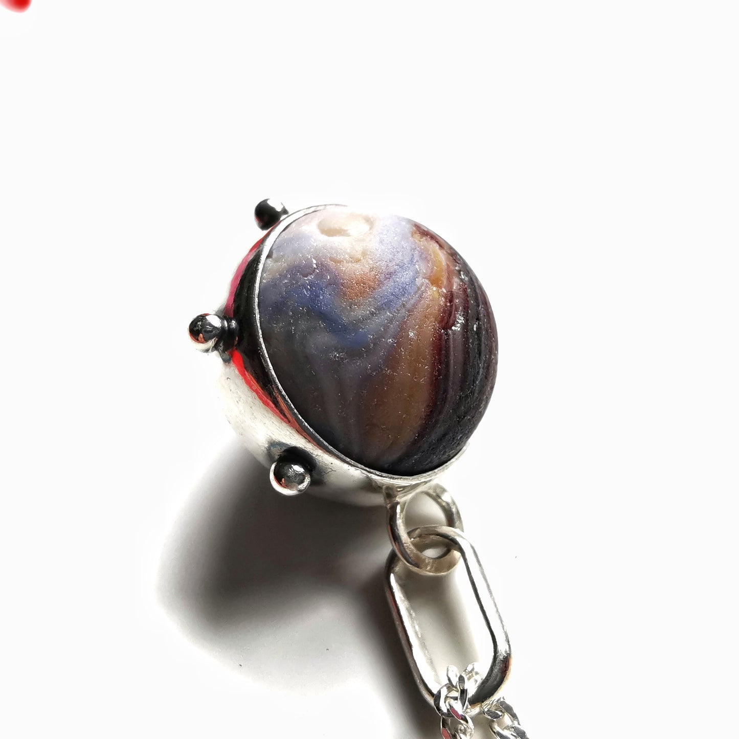 Scottish sea glass marble & sterling silver pendant.