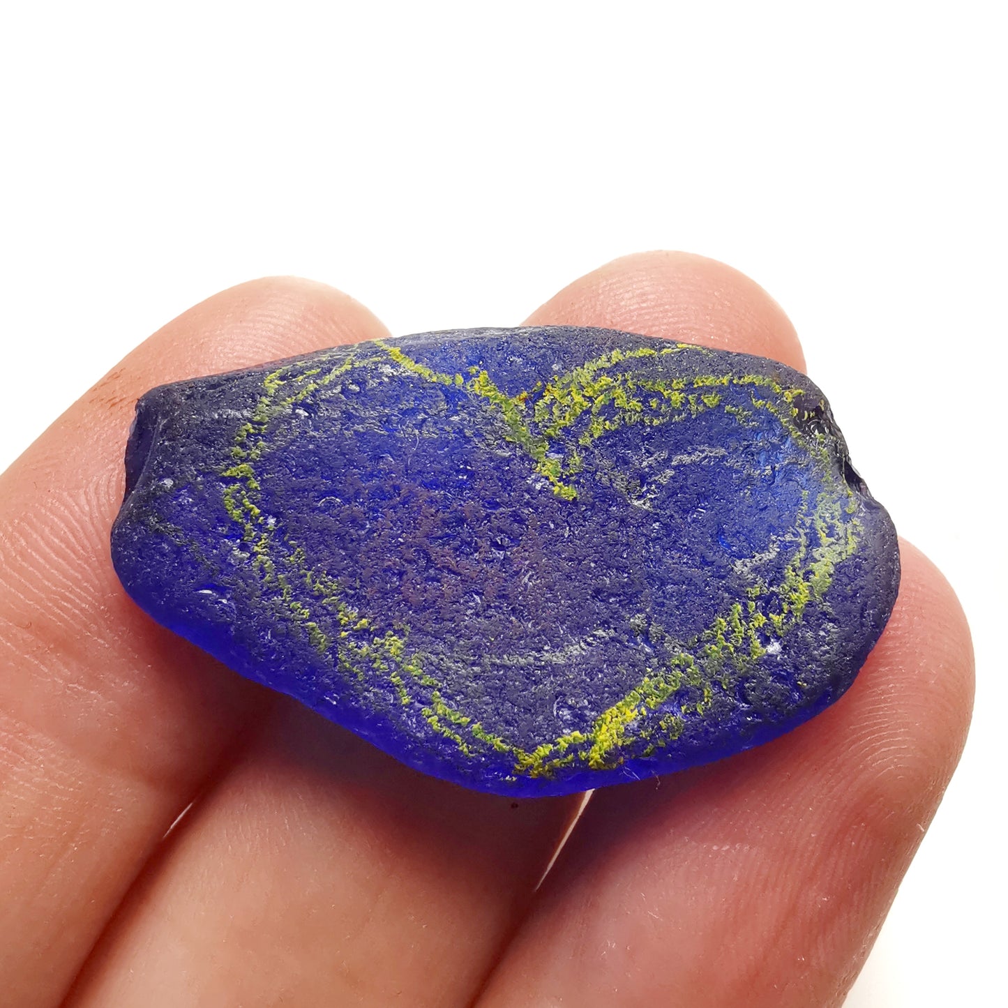 Cobalt blue sea glass heart & sterling silver pendant.