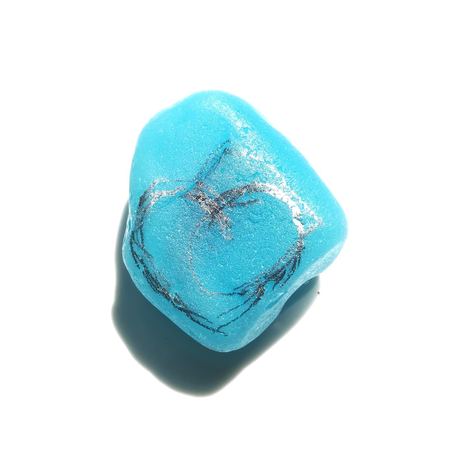 Aquamarine blue sea glass heart & sterling silver pendant.