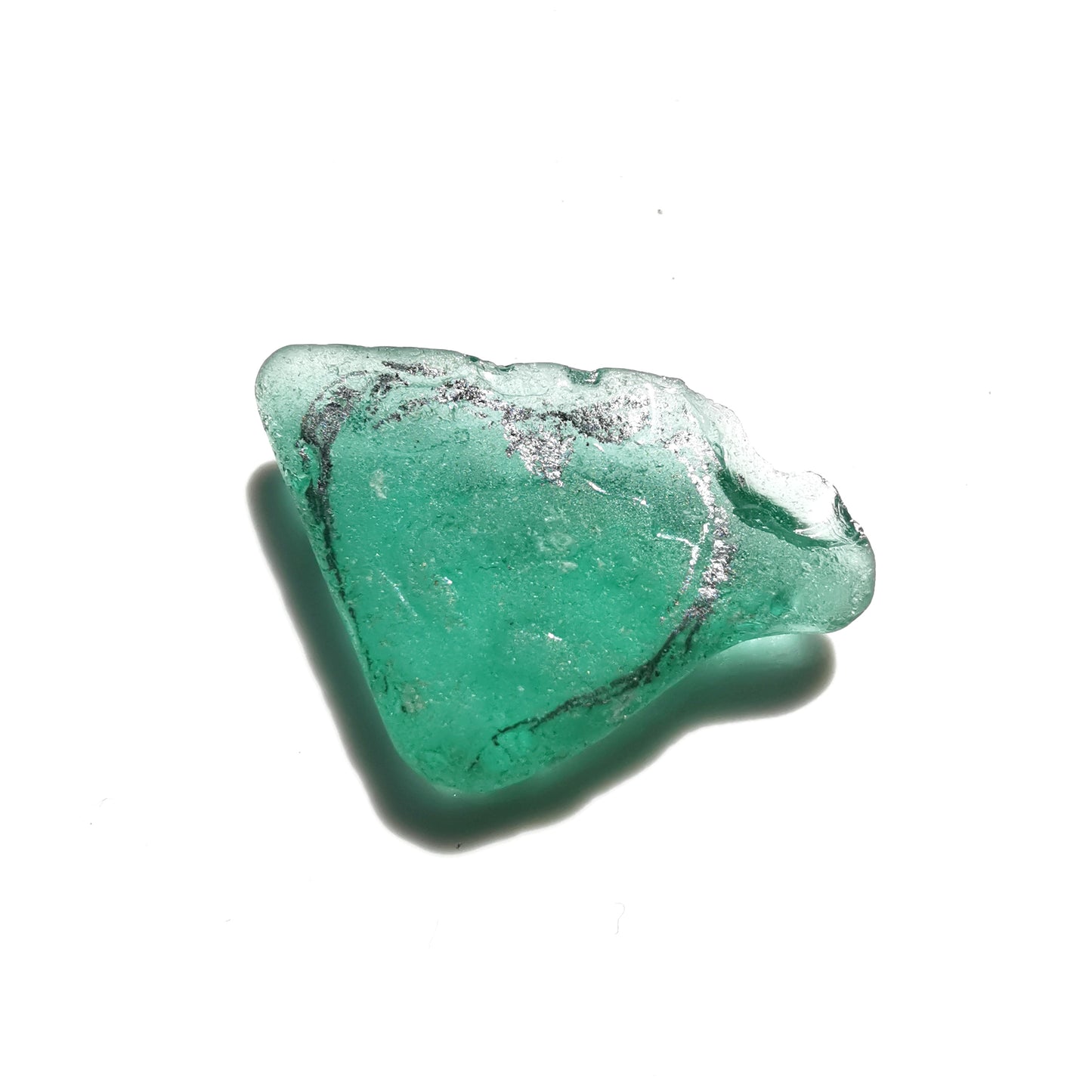Scottish teal sea glass heart & sterling silver pendant.