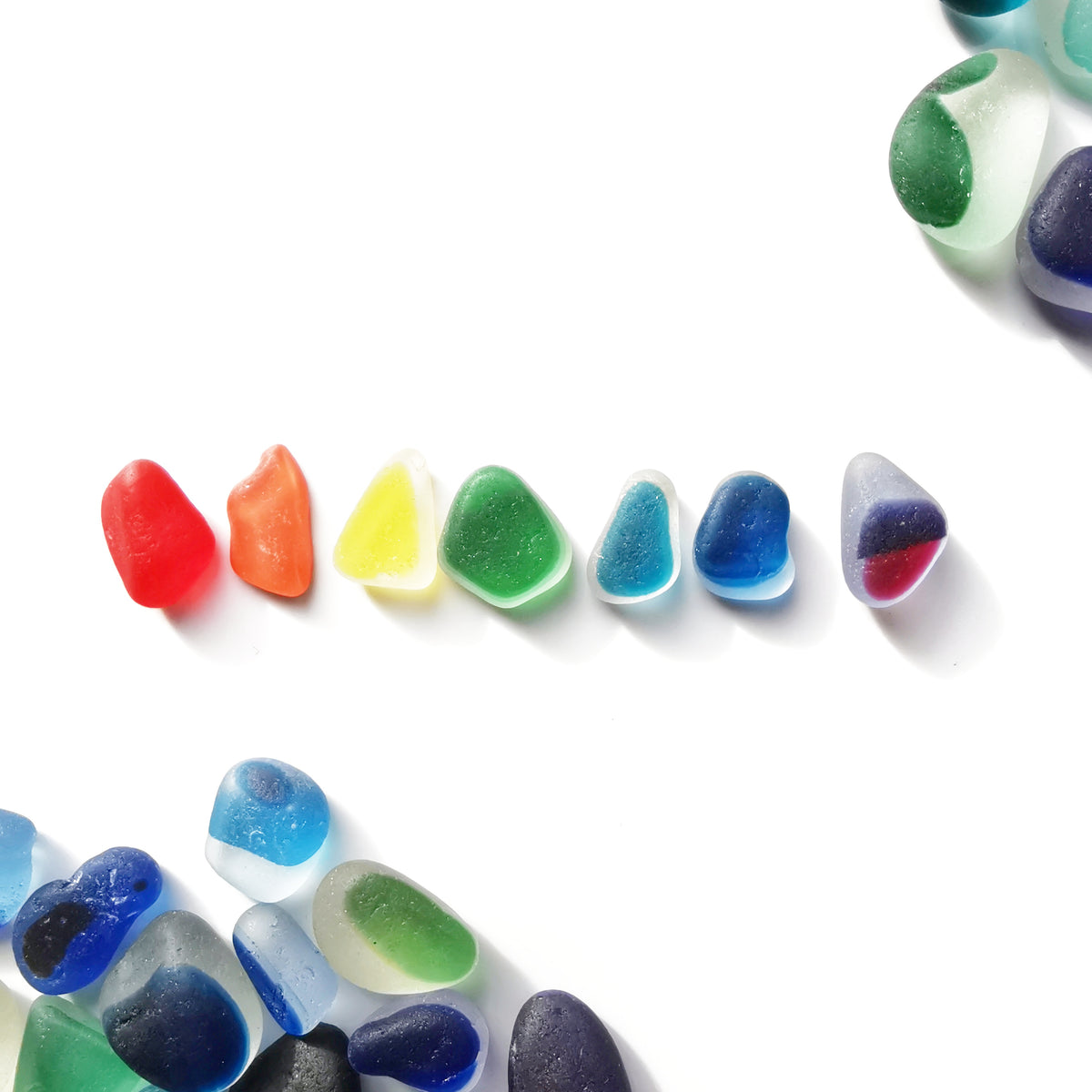 Genuine rainbow sea glass & sterling silver necklace.