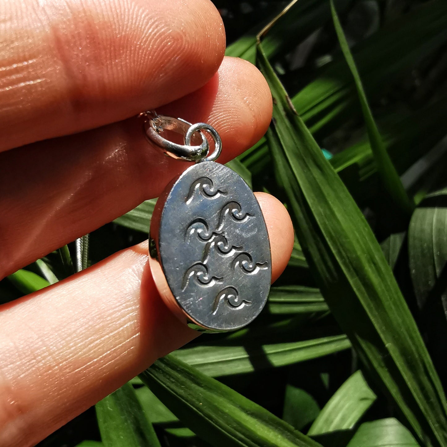 Scottish green sea glass pendant, sterling silver necklace - monopatin