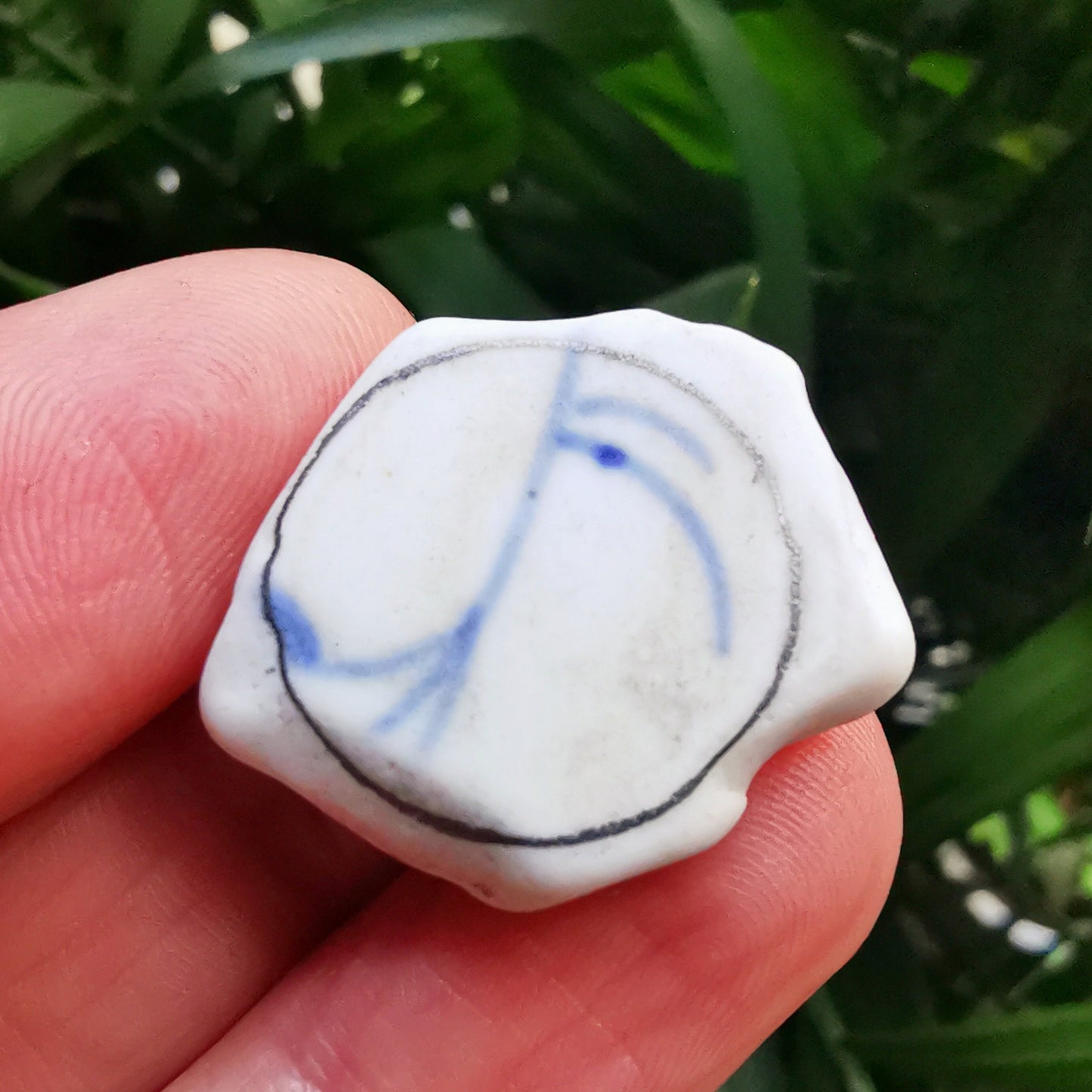 Scottish sea porcelain blue and white pendant, silver necklace - monopatin