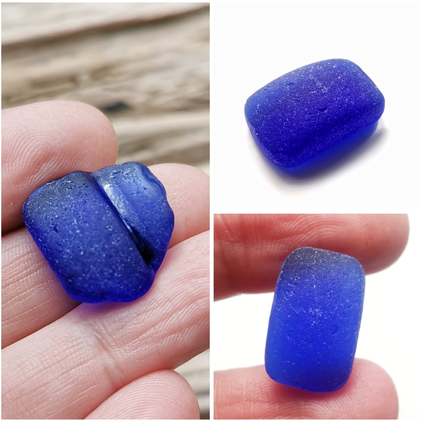 Cobalt blue 'vitamin sea' sea glass & sterling silver pendant.