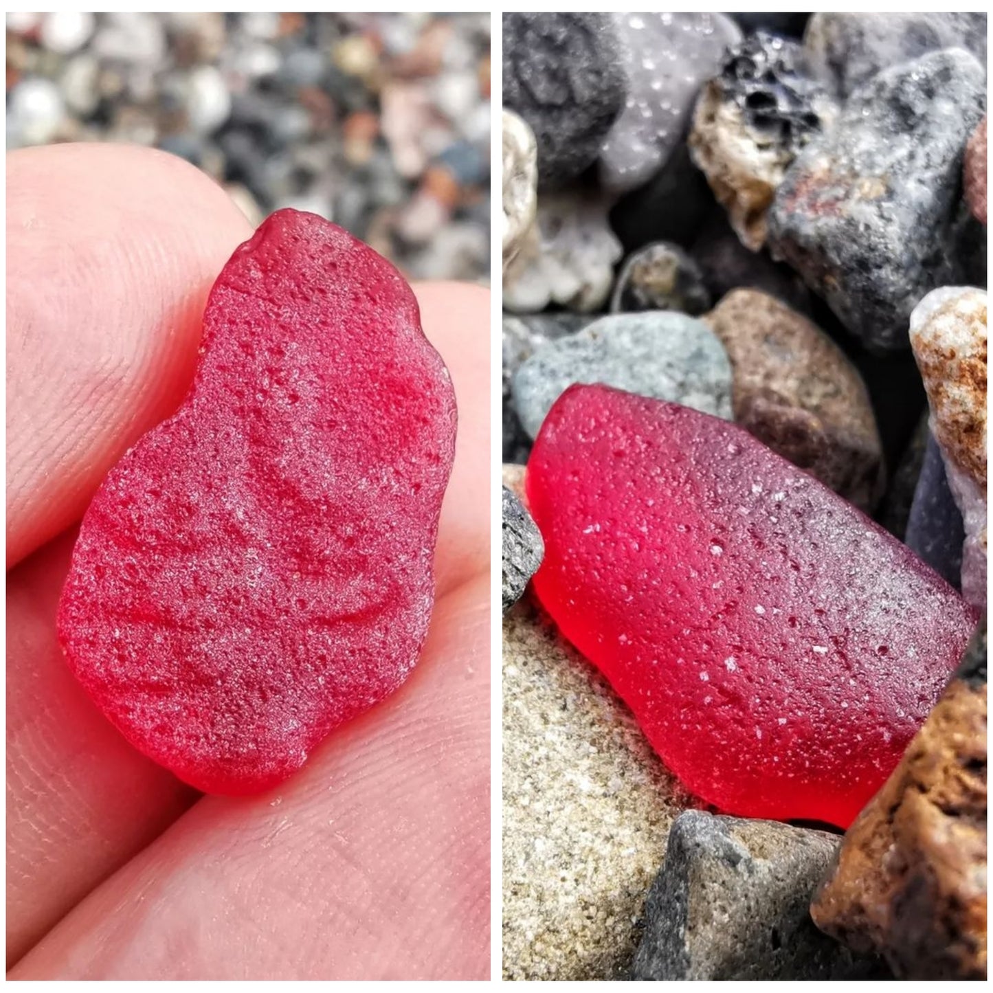 Scottish red sea glass heart & sterling silver pendant.