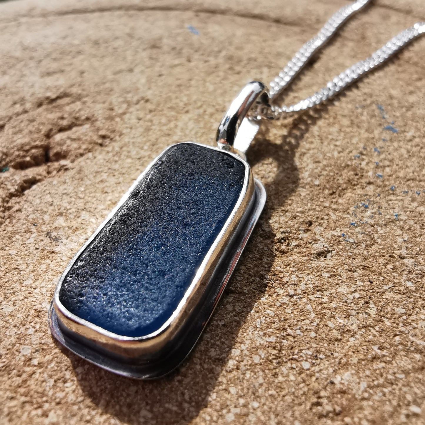 Scottish teal blue 'vitamin sea' sea glass & sterling silver.