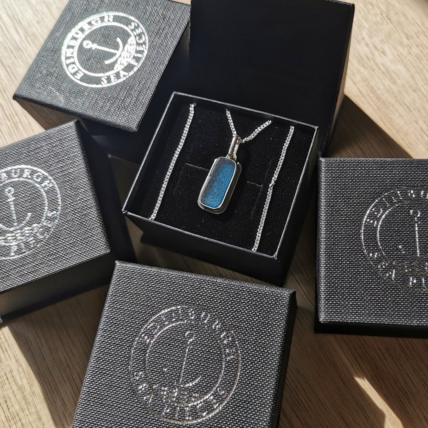 Scottish teal blue 'vitamin sea' sea glass & sterling silver.