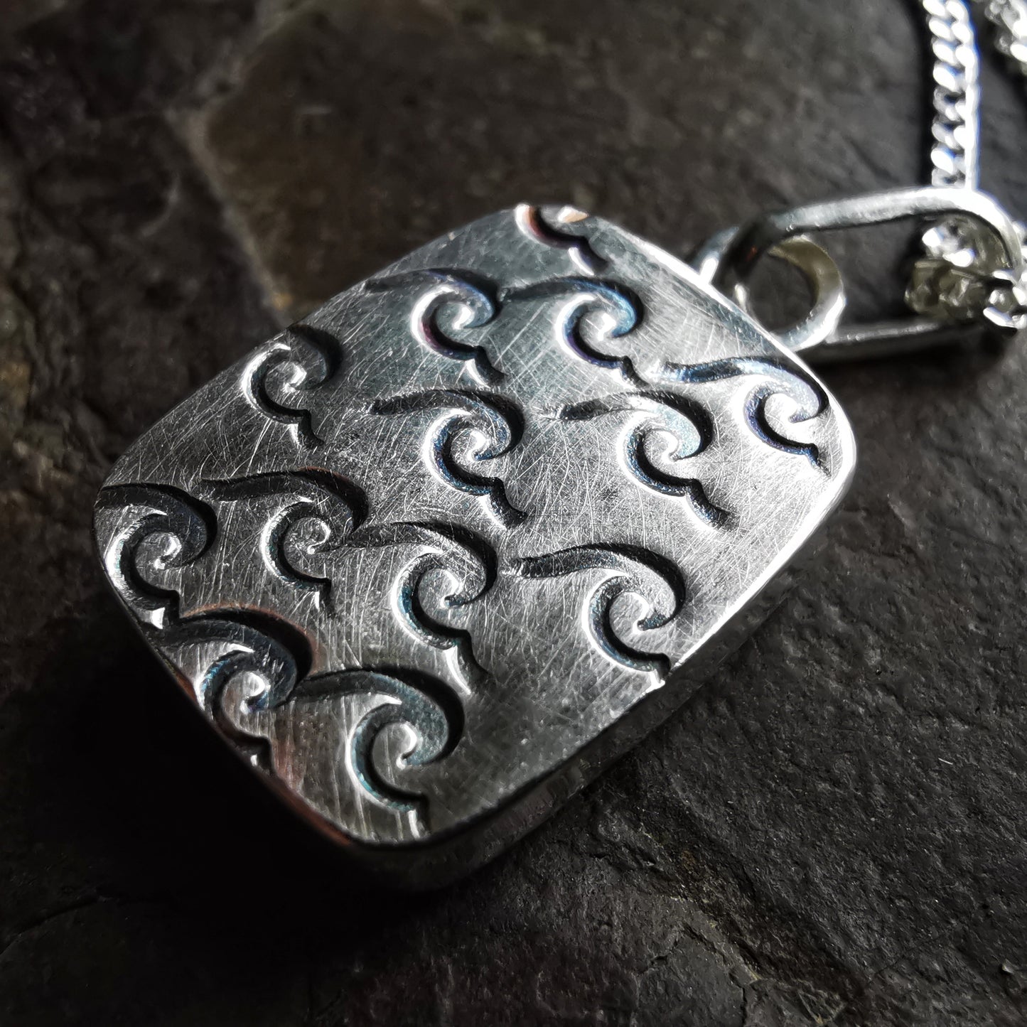Scottish red UV sea glass & sterling silver pendant.