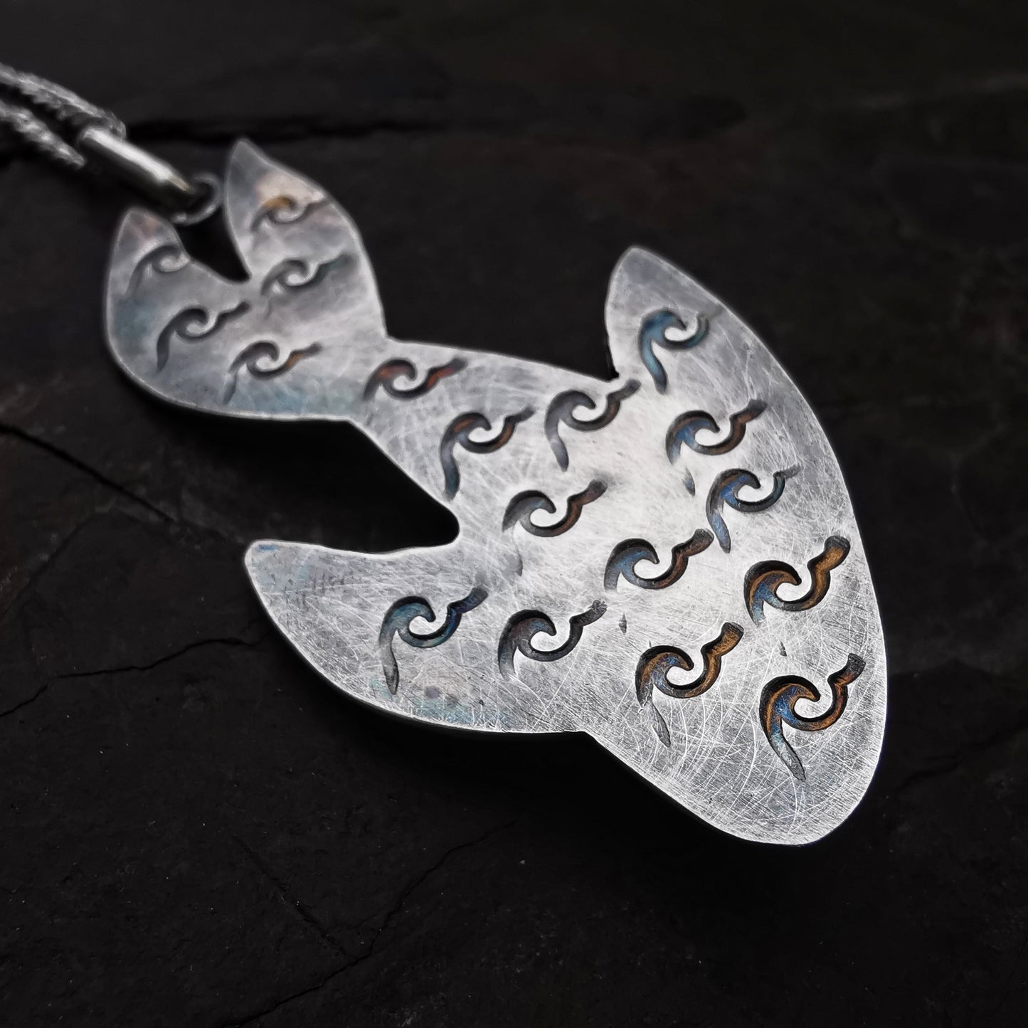 Reserved for Gatia. Scottish fish UV bright yellow sea glass & sterling silver pendant.