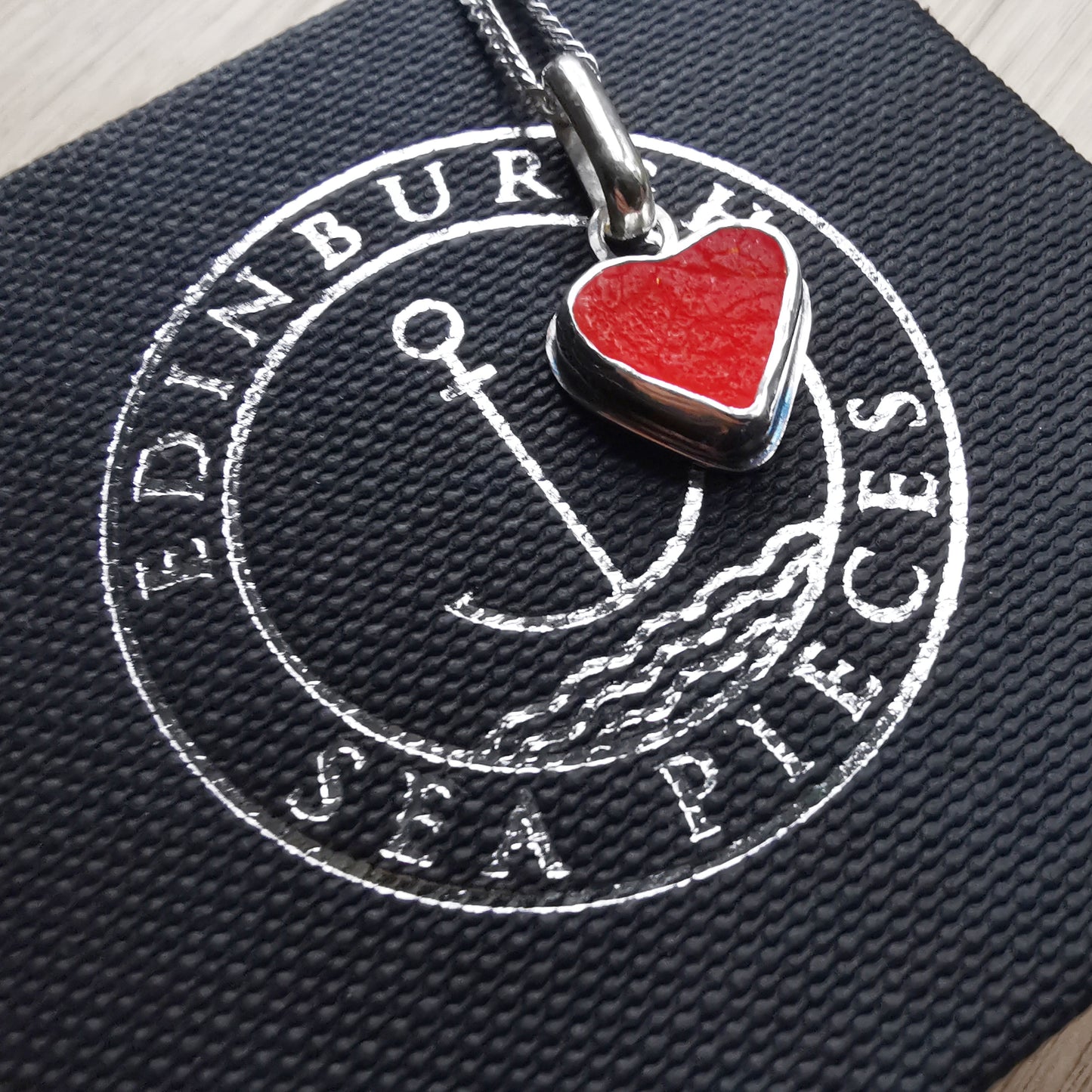 Reserved for Gatia. Scottish orange sea glass heart & sterling silver pendant.